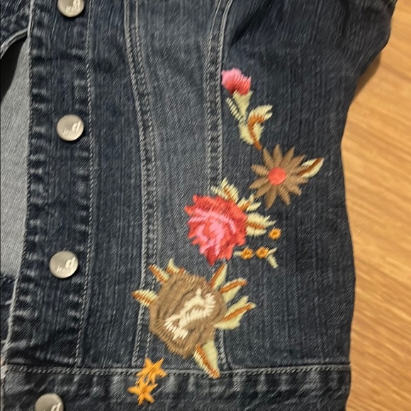 d. jeans Dark Blue Denim Vest with Floral Embroidery small - Picture 4 of 6